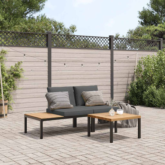 Set Divani da Giardino 3 pz con Cuscini in Alluminio Nero - homemem39