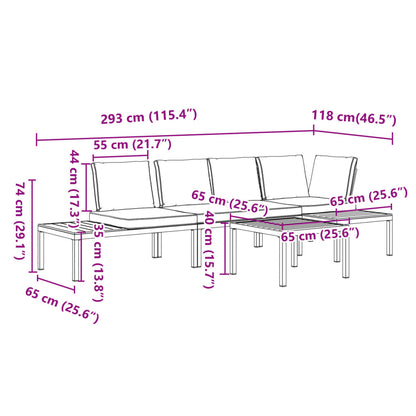 Set Divani da Giardino 4 pz con Cuscini in Alluminio Nero