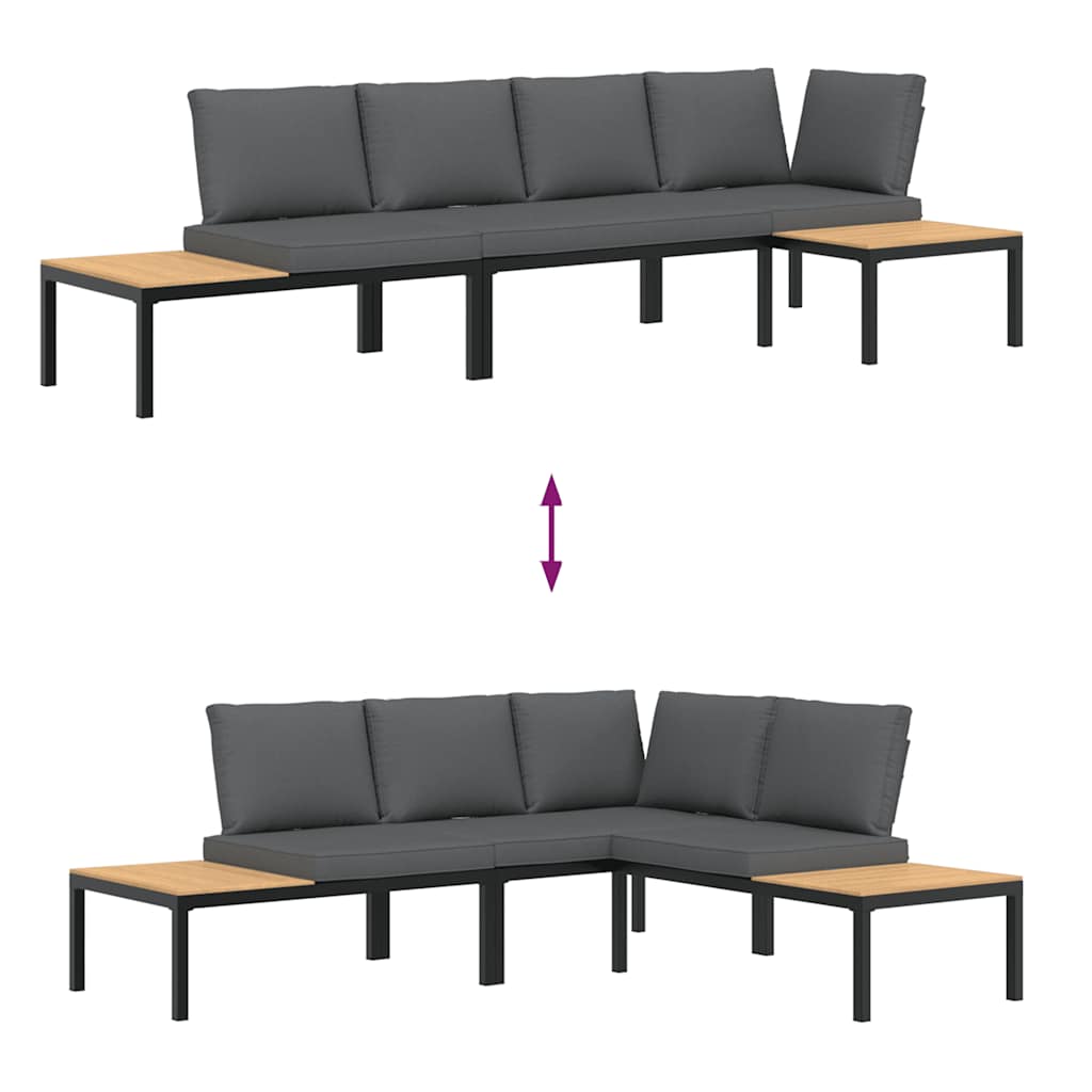 Set Divani da Giardino 3 pz con Cuscini in Alluminio Nero - homemem39