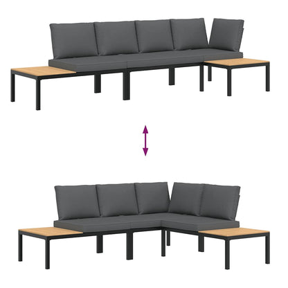 Set Divani da Giardino 3 pz con Cuscini in Alluminio Nero - homemem39