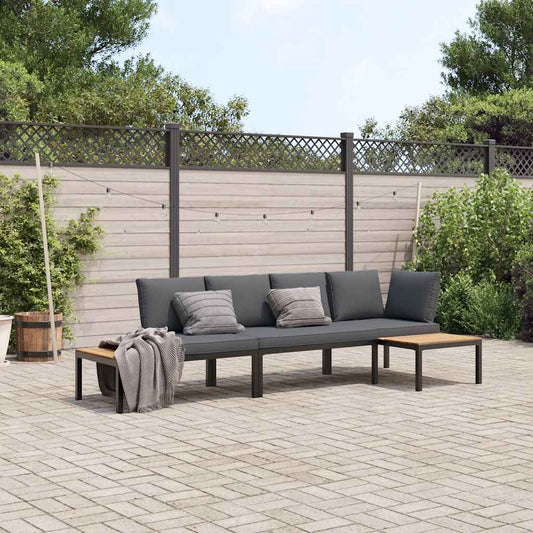Set Divani da Giardino 3 pz con Cuscini in Alluminio Nero - homemem39