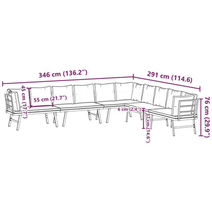 Set Panche Giardino Cuscini 4pz Nere Acciaio Verniciato Polvere