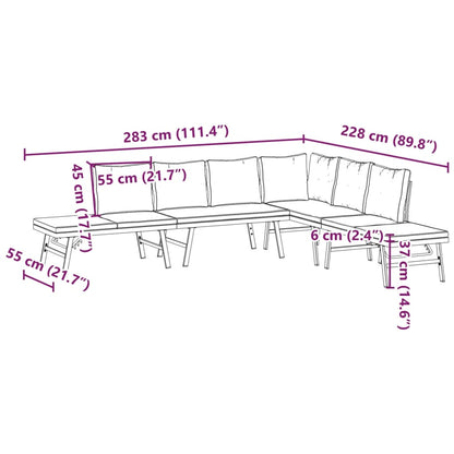 Set Panche Giardino Cuscini 4pz Nere Acciaio Verniciato Polvere