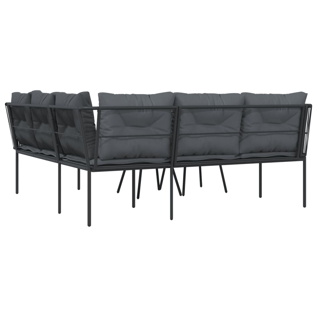 Set Divano da Giardino con Cuscini Nero Acciaio e Textilene - homemem39