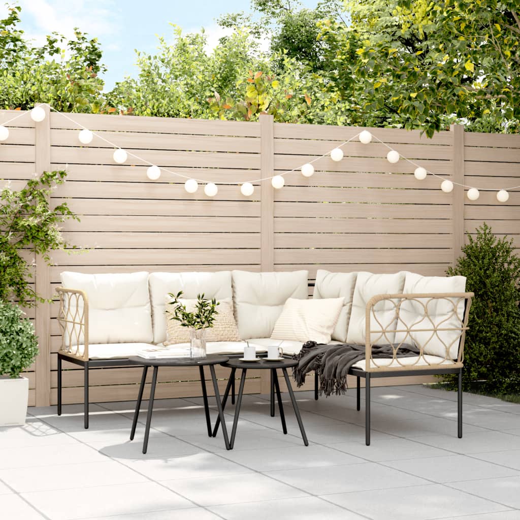 Set Divano da Giardino con Cuscini Nero Acciaio e Textilene
