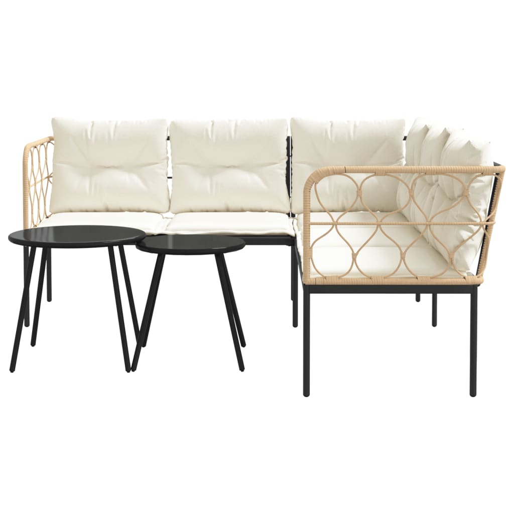 Set Divano da Giardino con Cuscini Nero Acciaio e Textilene - homemem39