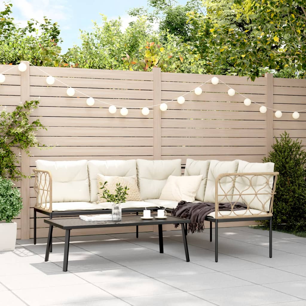 Set Divano da Giardino con Cuscini Nero Acciaio e Textilene | homemem39