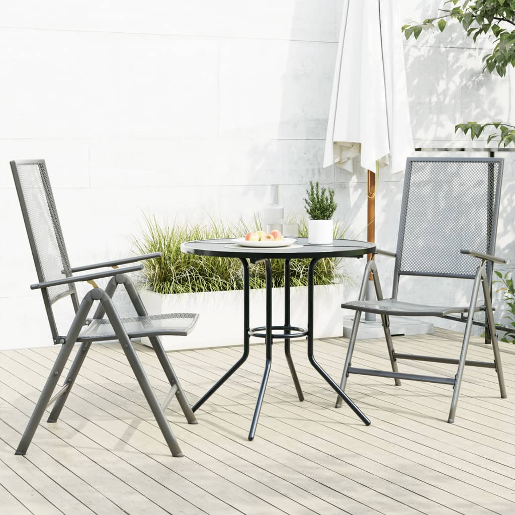 Set Sedie Giardino Reclinabili 3pz Antracite Acciaio Verniciato - homemem39