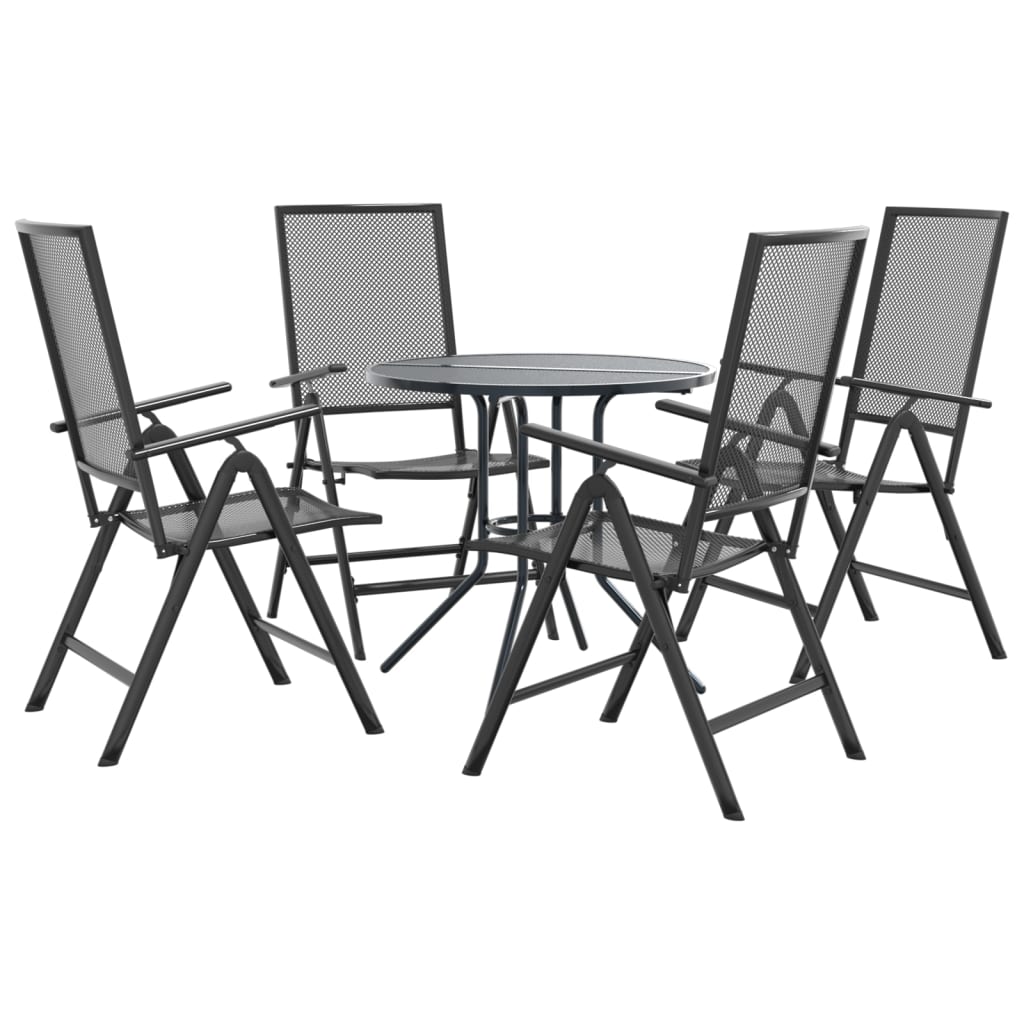 Set Sedie Giardino Reclinabili 5pz Antracite Acciaio Verniciato - homemem39