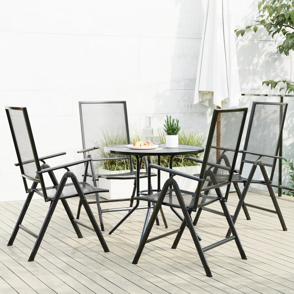 Set Sedie Giardino Reclinabili 5pz Antracite Acciaio Verniciato - homemem39