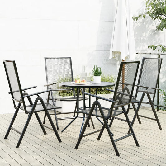 Set Sedie Giardino Reclinabili 5pz Antracite Acciaio Verniciato - homemem39