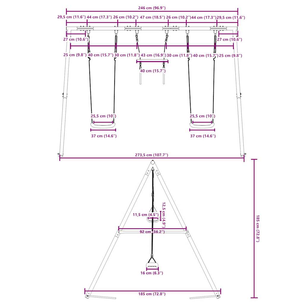 Set Gioco da Esterno con Altalene e Trapezio | homemem39