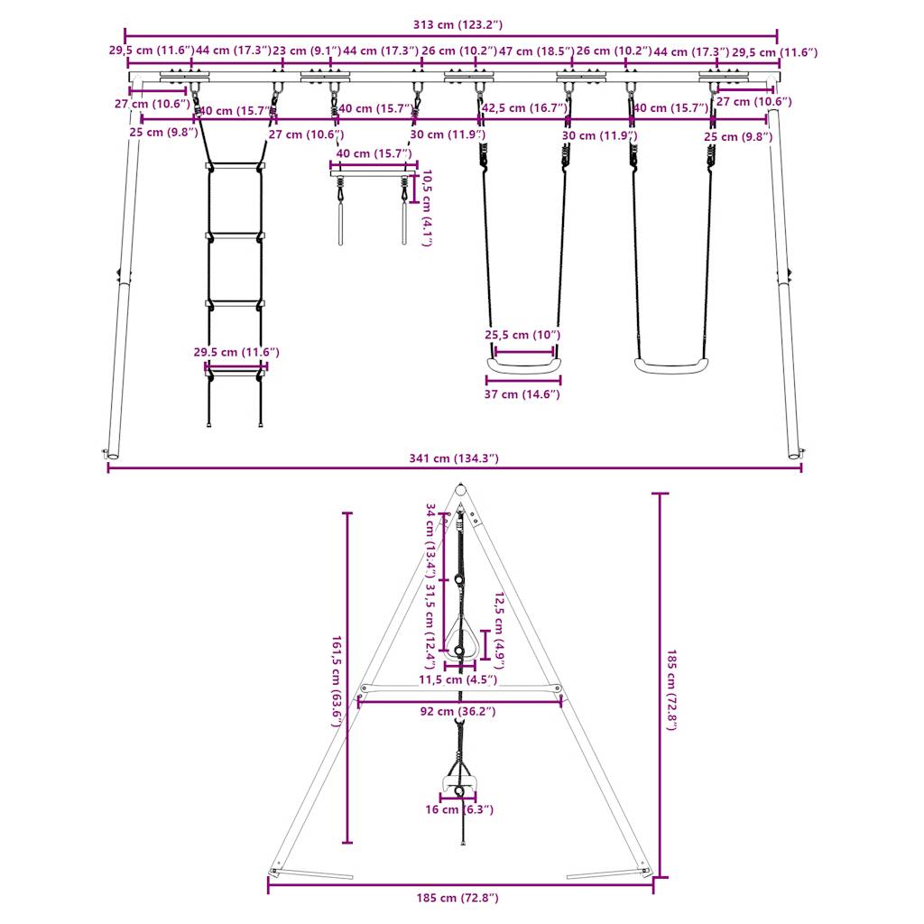 Set Gioco da Esterno con Altalene Trapezio e Scala | homemem39