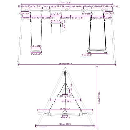 Set Gioco da Esterno con Altalena Trapezio e Altalena Nido | homemem39