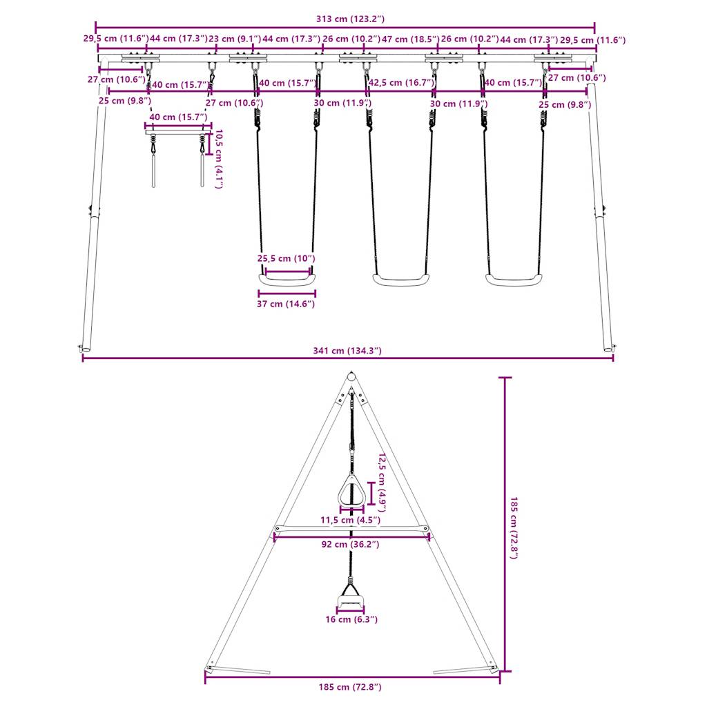 Set Gioco da Esterno con Altalene e Trapezio | homemem39