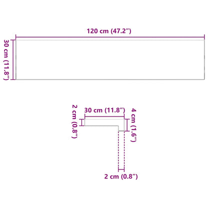Gradini 2 pz 120x30x2 cm in Rovere Massello Non Trattato | homemem39