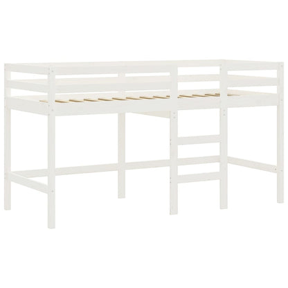 Letto a Soppalco Bambini con Tende Bianco e Nero 90x190 cm Pino