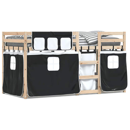 Letto a Castello senza Materasso Bianco e Nero 90x200cm in Pino | homemem39