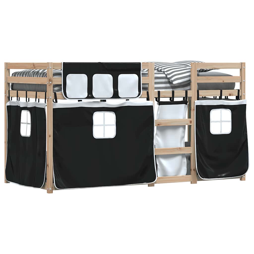 Letto a Castello senza Materasso Bianco e Nero 90x200cm in Pino