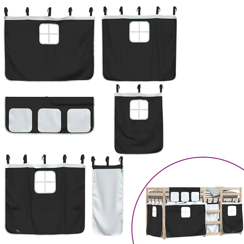 Letto a Castello senza Materasso Bianco e Nero 90x200cm in Pino | homemem39