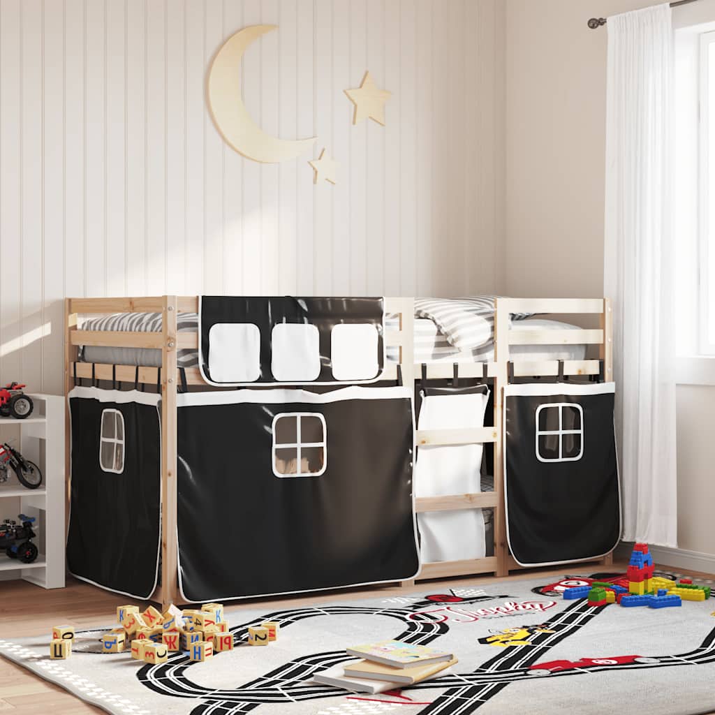 Letto a Castello senza Materasso Bianco e Nero 90x200cm in Pino | homemem39