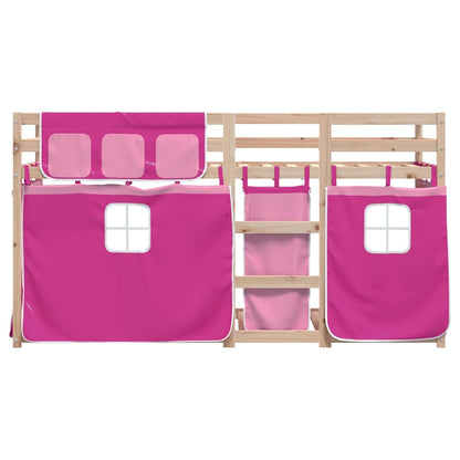 Letto a Castello senza Materasso Rosa 90x200 cm Legno di Pino | homemem39