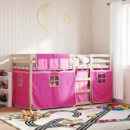 Letto a Castello senza Materasso Rosa 90x200 cm Legno di Pino | homemem39