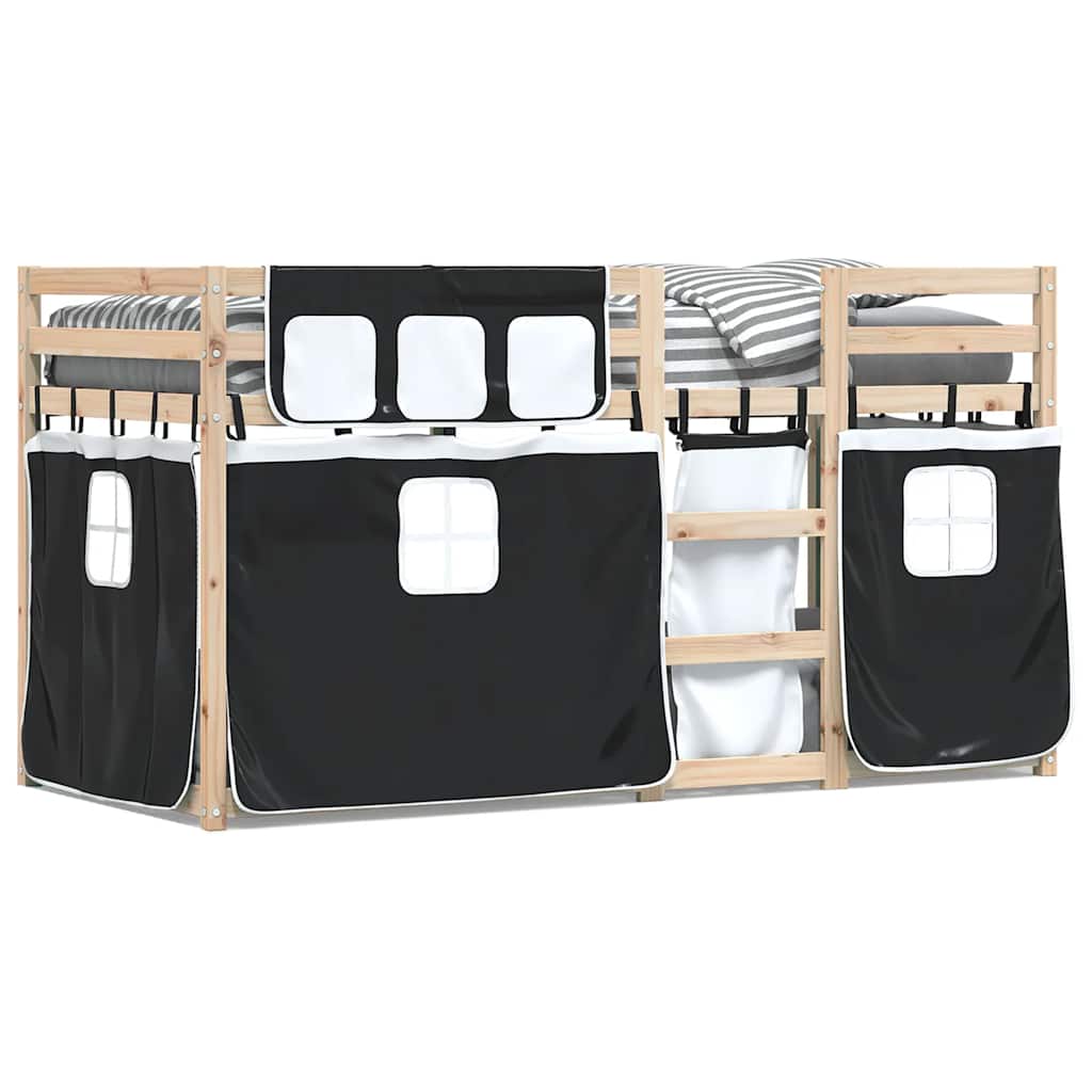 Letto a Castello senza Materasso Bianco e Nero 90x190cm in Pino | homemem39