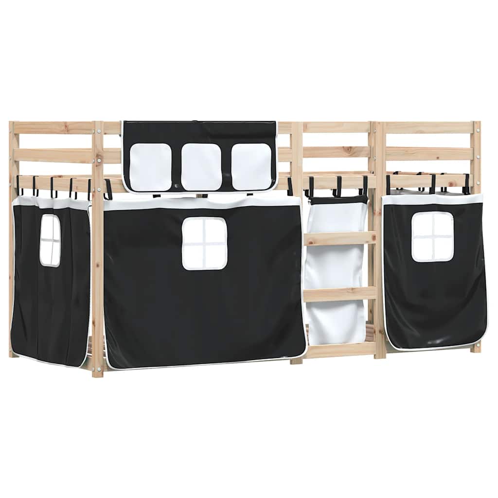 Letto a Castello senza Materasso Bianco e Nero 90x190cm in Pino | homemem39