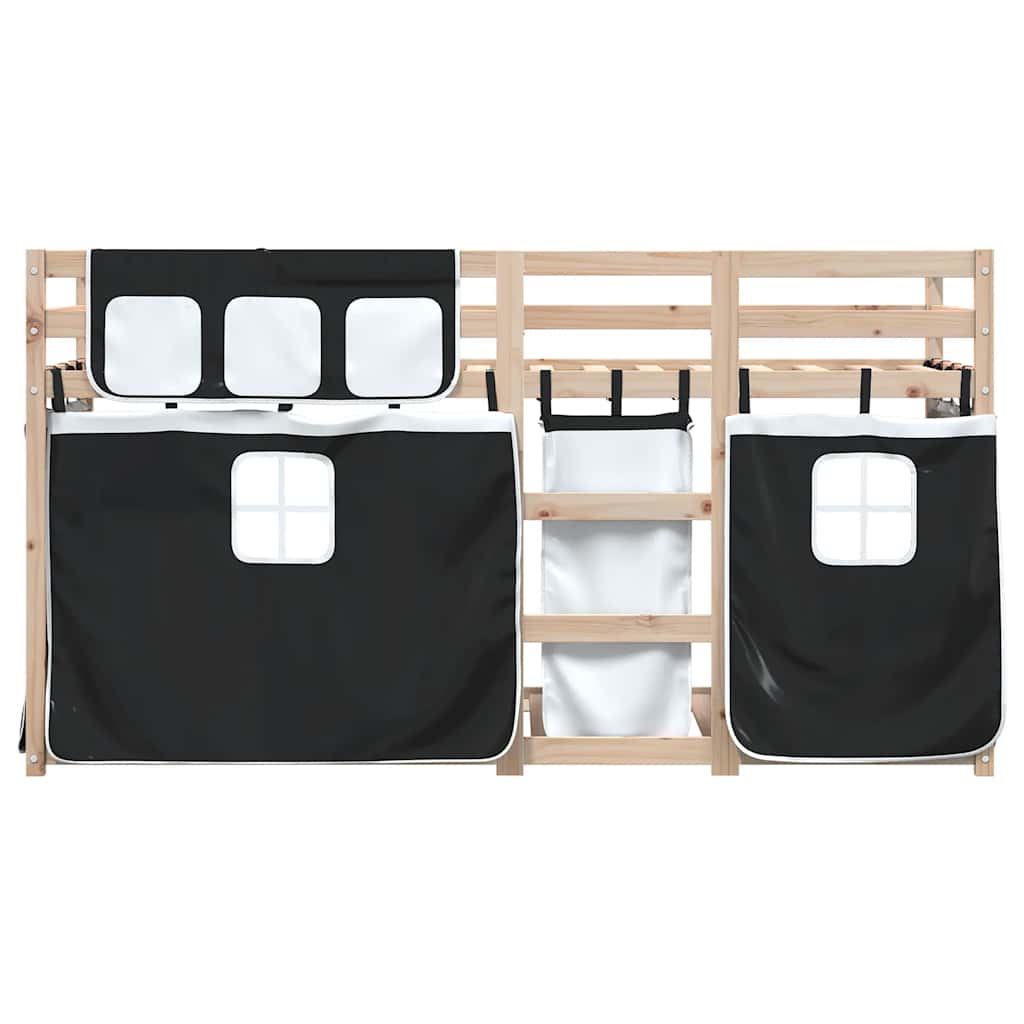 Letto a Castello senza Materasso Bianco e Nero 90x190cm in Pino | homemem39