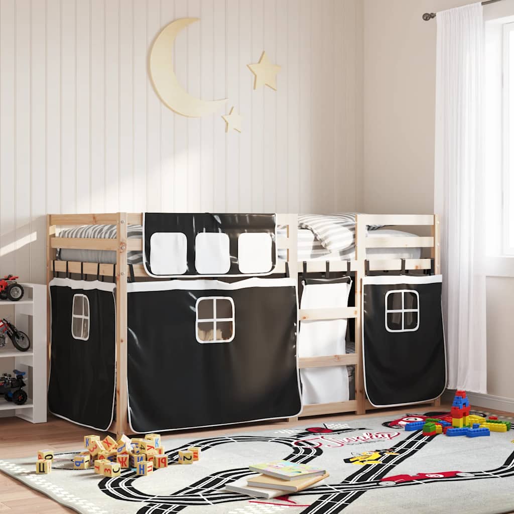 Letto a Castello senza Materasso Bianco e Nero 90x190cm in Pino | homemem39