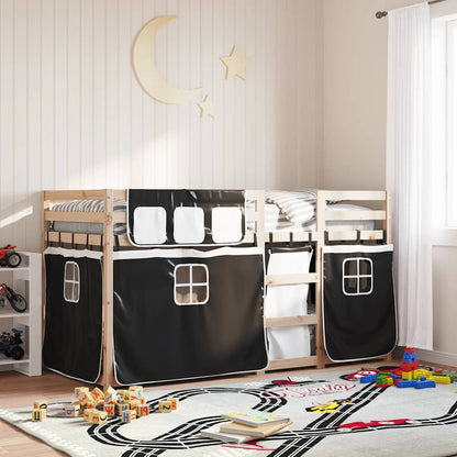 Letto a Castello senza Materasso Bianco e Nero 90x190cm in Pino | homemem39