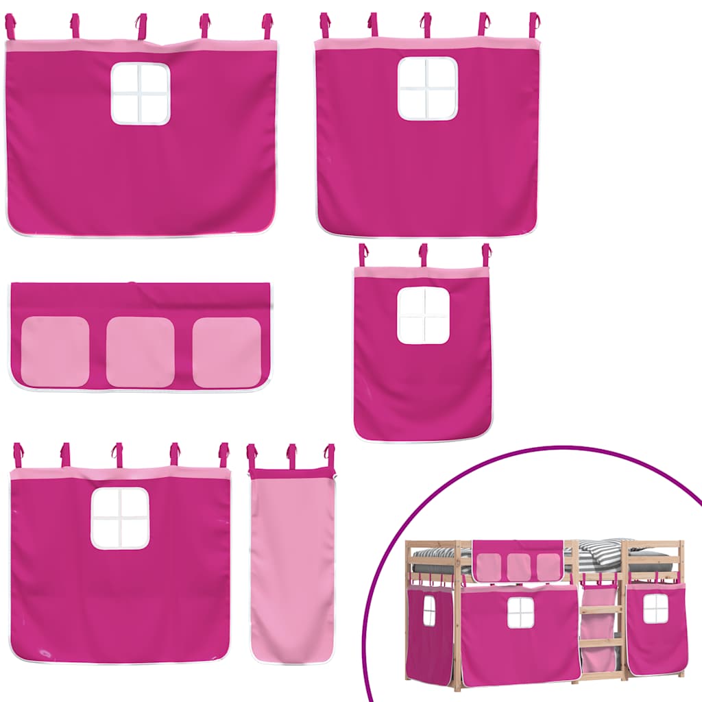 Letto a Castello senza Materasso Rosa 90x190 cm Legno di Pino | homemem39