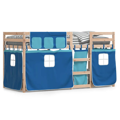 Letto a Castello senza Materasso Blu 90x200 cm Legno Massello di Pino