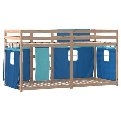 Letto a Castello senza Materasso Blu 90x200 cm Legno Massello di Pino