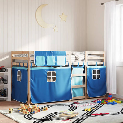 Letto a Castello senza Materasso Blu 90x200 cm Legno Massello di Pino