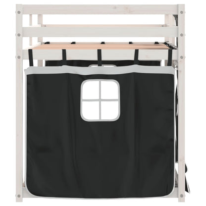 Bunk Bed with Black and White Curtains 90x200cm Solid Pine