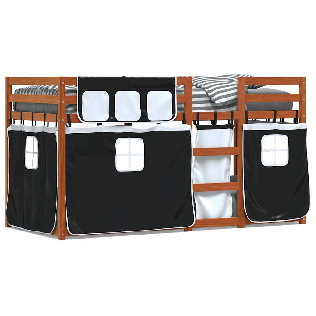 Letto a Castello senza Materasso Marrone e Nero 90x200 cm Legno Massello di Pino