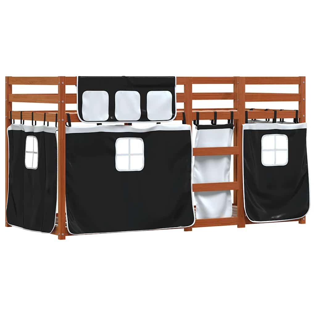 Letto a Castello senza Materasso Marrone e Nero 90x200 cm Legno Massello di Pino
