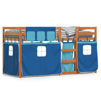 Letto a Castello senza Materasso Marrone e Blu 90x200 cm Legno Massello di Pino