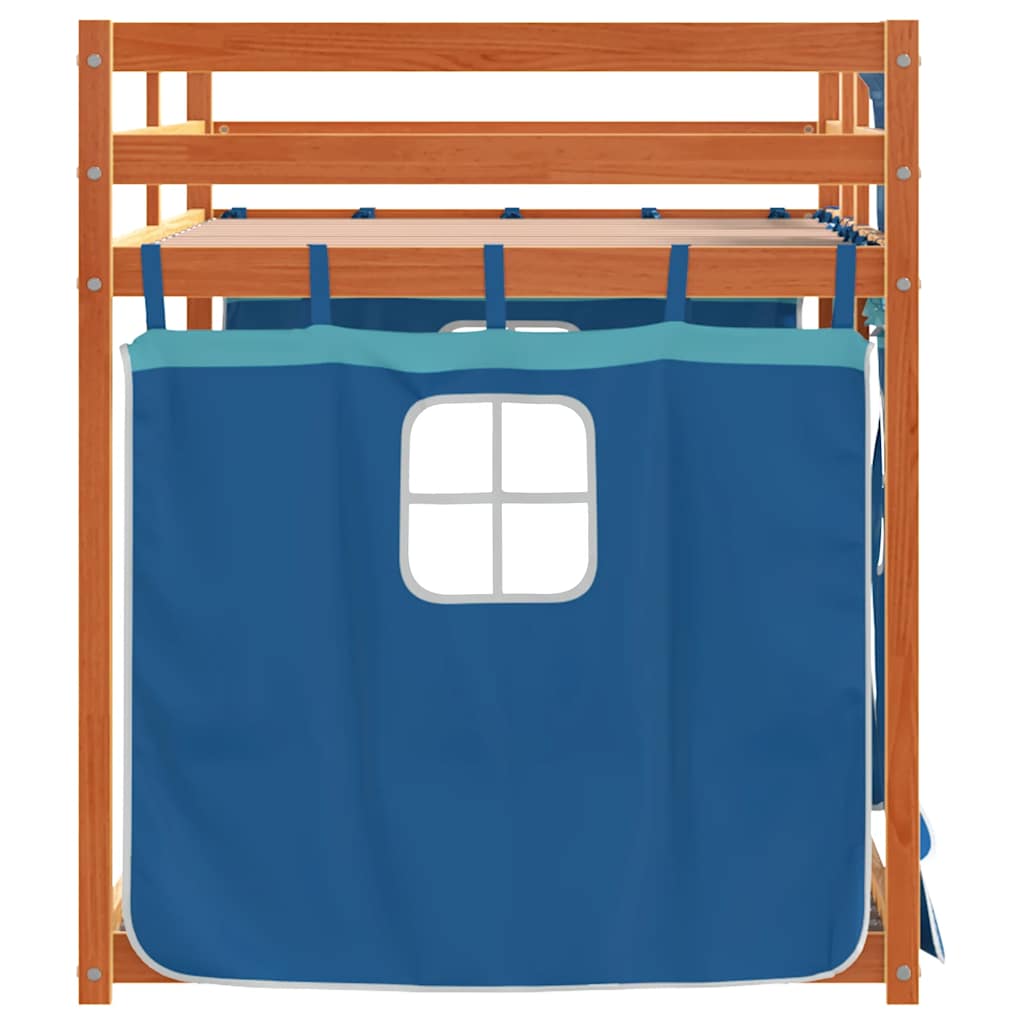 Letto a Castello senza Materasso Marrone e Blu 90x200 cm Legno Massello di Pino