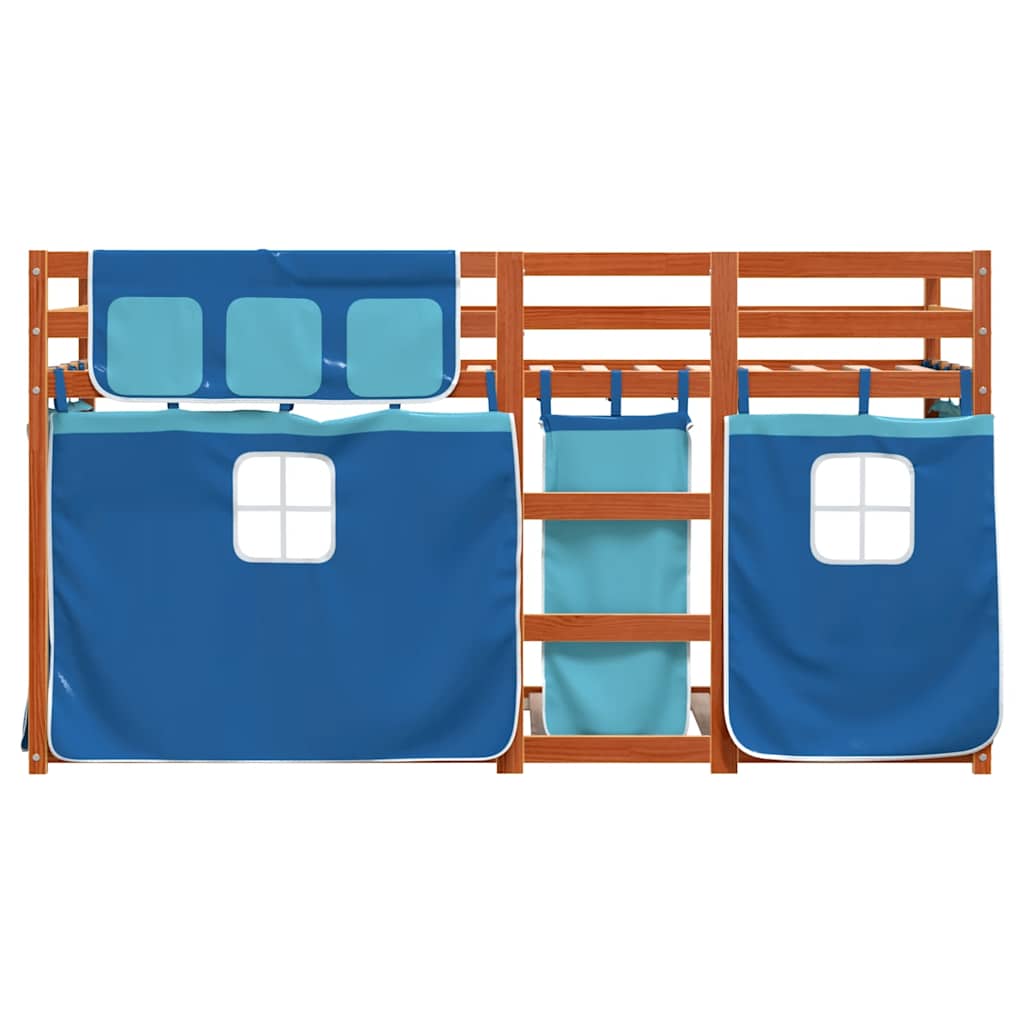Letto a Castello senza Materasso Marrone e Blu 90x190 cm Legno Massello di Pino