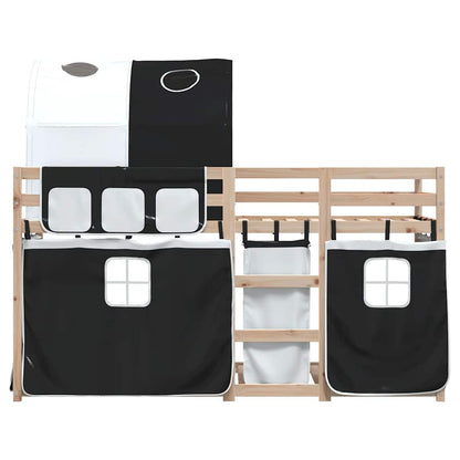 Letto a Castello senza Materasso Bianco e Nero 90x200cm in Pino | homemem39