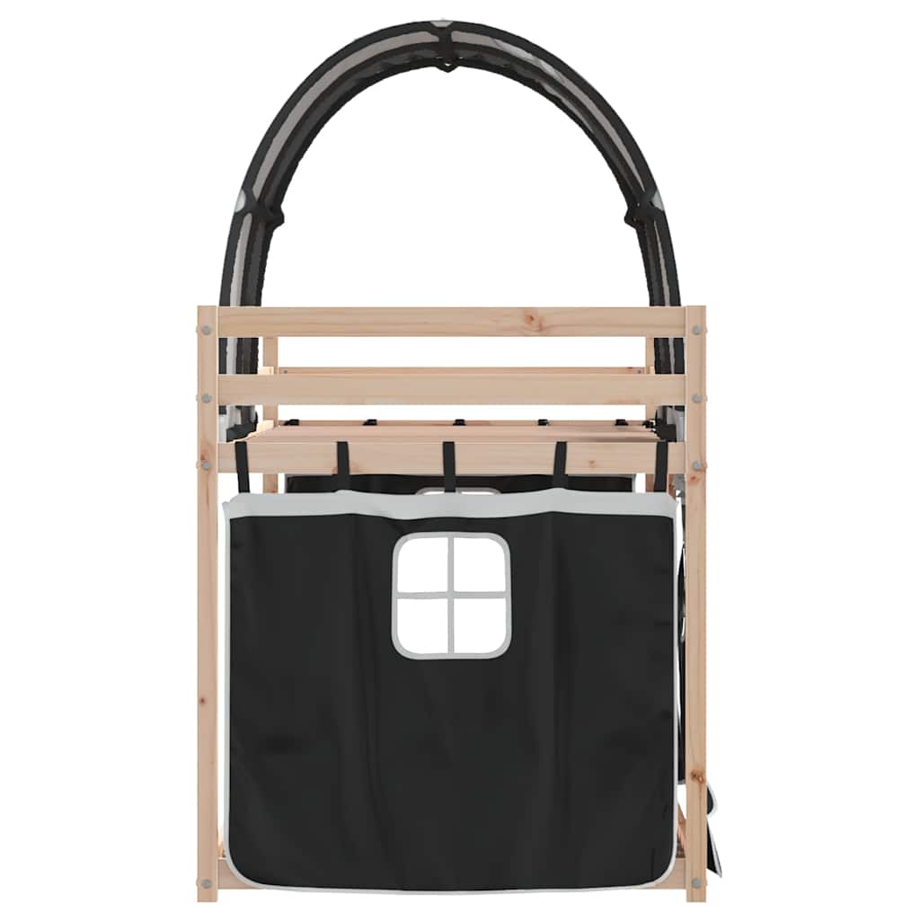 Letto a Castello senza Materasso Bianco e Nero 90x200cm in Pino | homemem39
