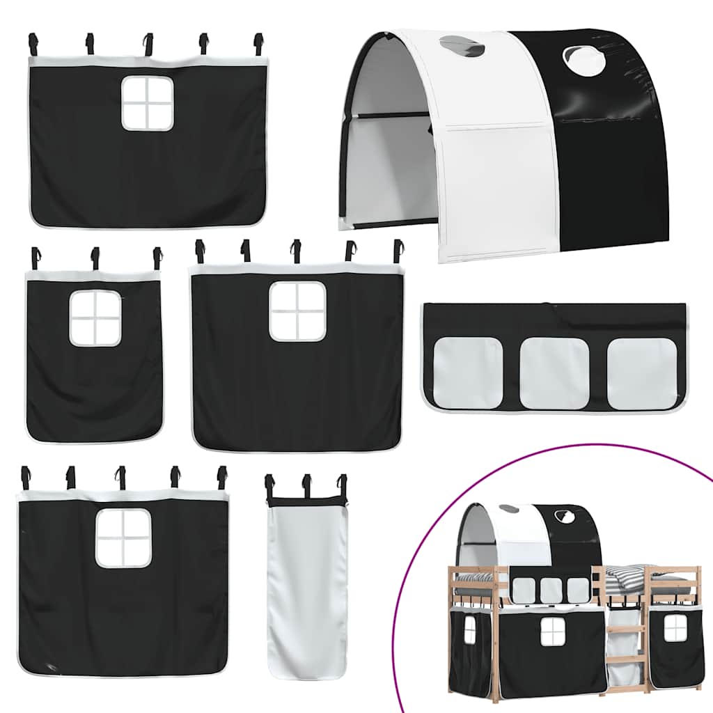 Letto a Castello senza Materasso Bianco e Nero 90x200cm in Pino | homemem39