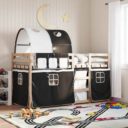Letto a Castello senza Materasso Bianco e Nero 90x200cm in Pino | homemem39