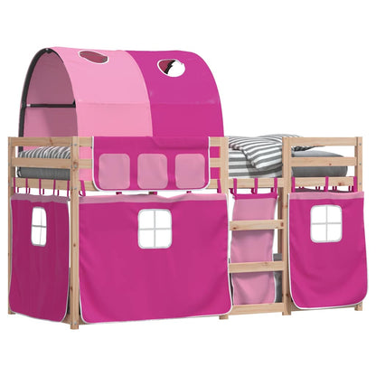 Letto a Castello senza Materasso Rosa 90x200 cm Legno di Pino
