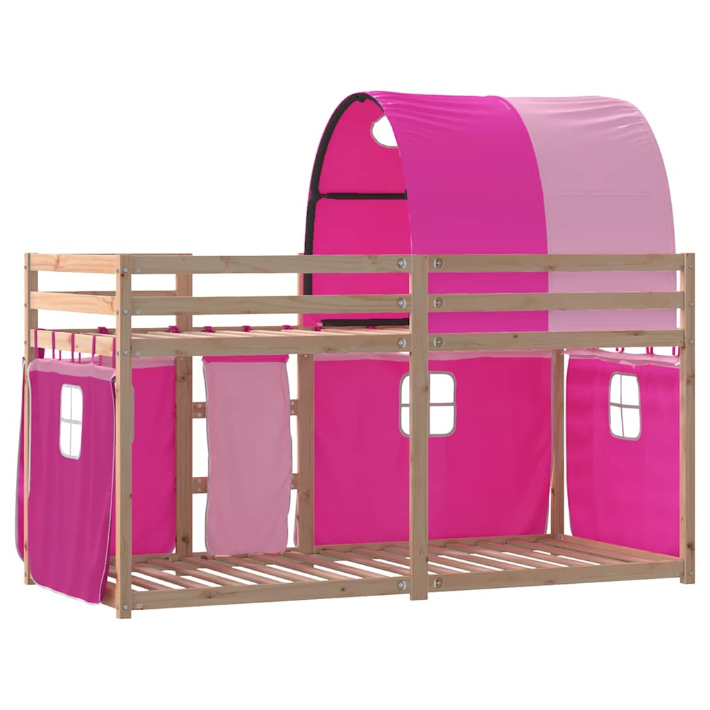 Letto a Castello senza Materasso Rosa 90x200 cm Legno di Pino | homemem39