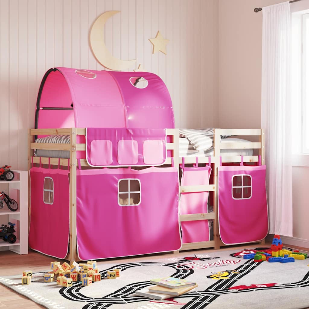 Letto a Castello senza Materasso Rosa 90x200 cm Legno di Pino | homemem39
