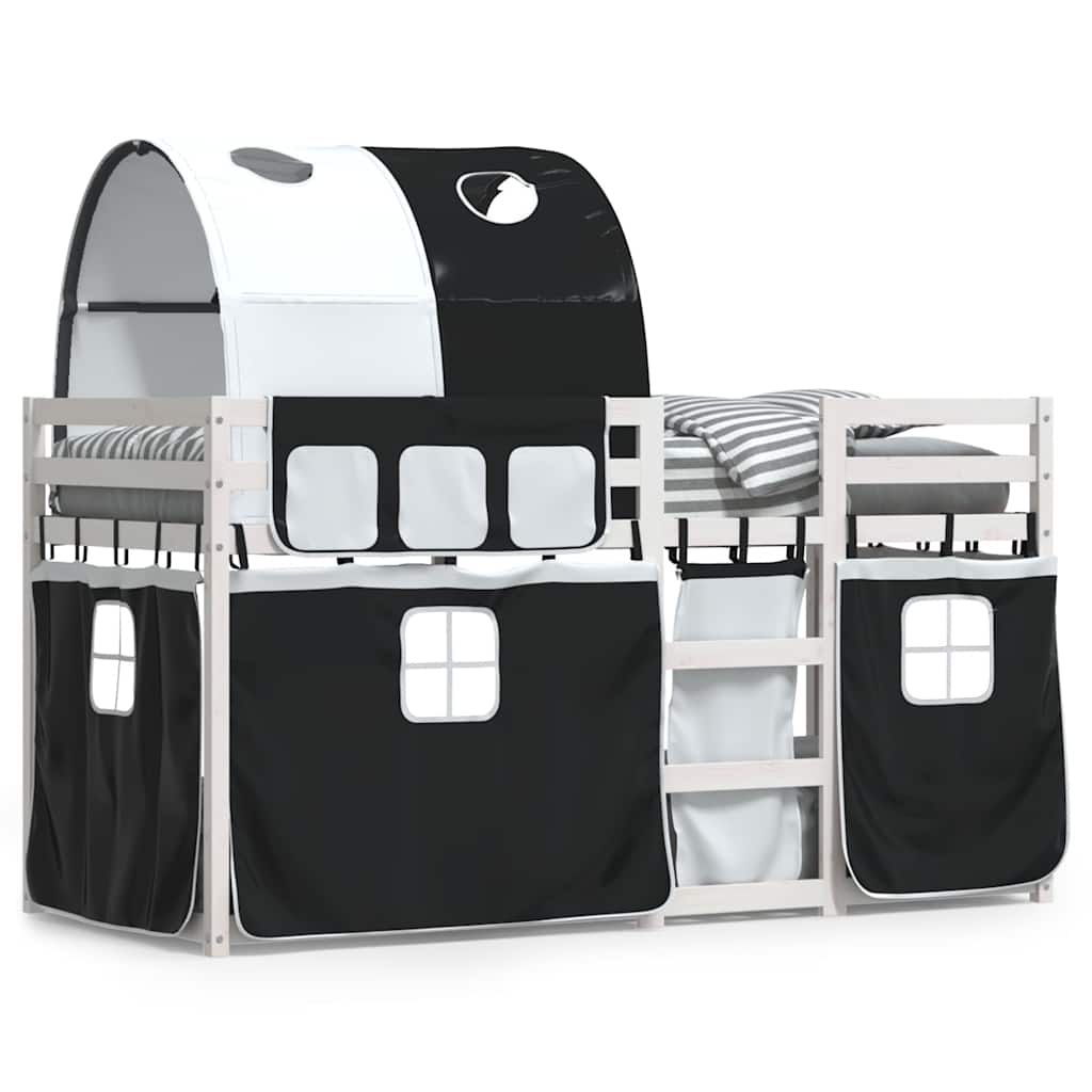 Letto a Castello senza Materasso Bianco e Nero 80x200cm in Pino | homemem39